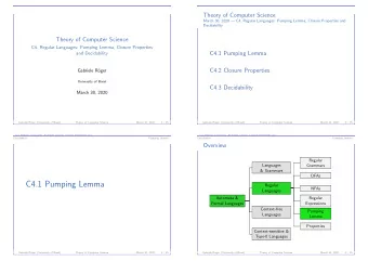 C4.1 Pumping Lemma  Regular  NFAs  Languages  Automata &amp;  Regular  Formal Languages
