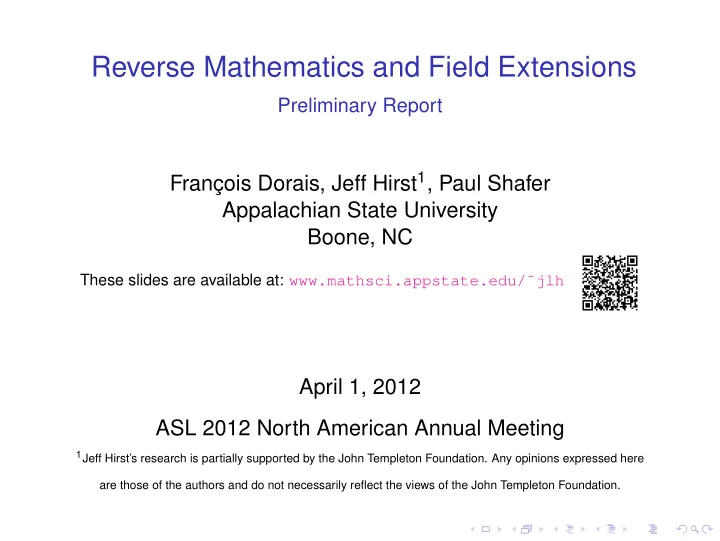 reverse mathematics and field extensions
