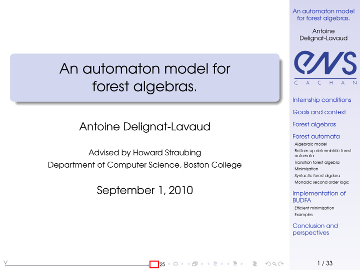 an automaton model for forest algebras