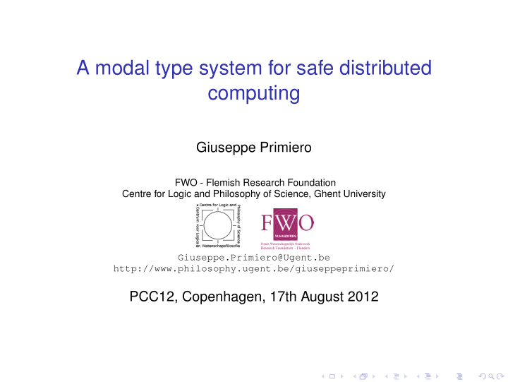a modal type system for safe distributed computing