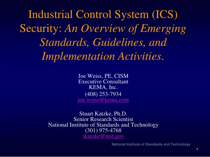 industrial control system ics security an overview of