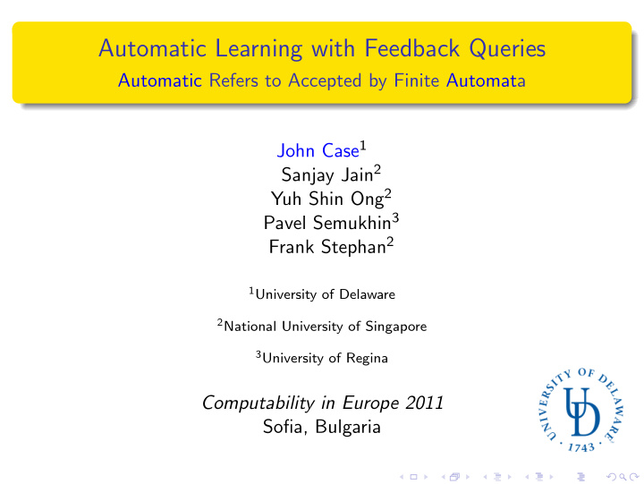 automatic learning with feedback queries