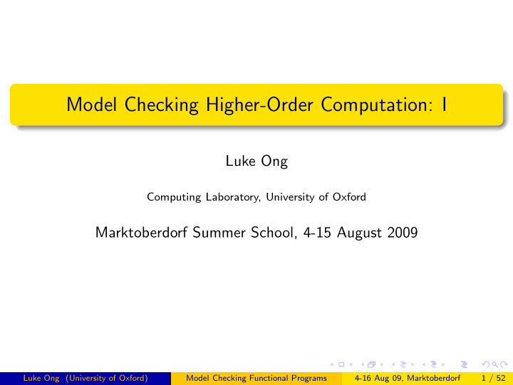 model checking higher order computation i