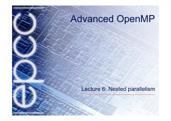 Advanced OpenMP  Lecture 6: Nested parallelism  Nested parallelism  Nested parallelism is