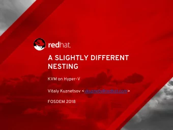 A SLIGHTLY DIFFERENT  NESTING  KVM on Hyper-V  Vitaly Kuznetsov &lt;vkuznets@redhat.com&gt;  FOSDEM