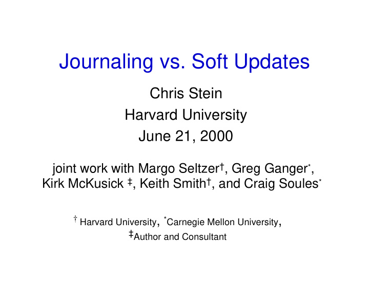 journaling vs soft updates