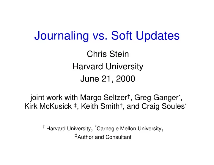 journaling vs soft updates