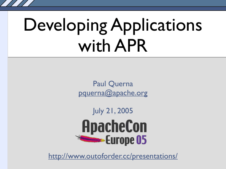 developing applications with apr