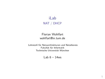 iLab  NAT / DHCP  Florian Wohlfart  wohlfart@in.tum.de  Lehrstuhl fr Netzarchitekturen und