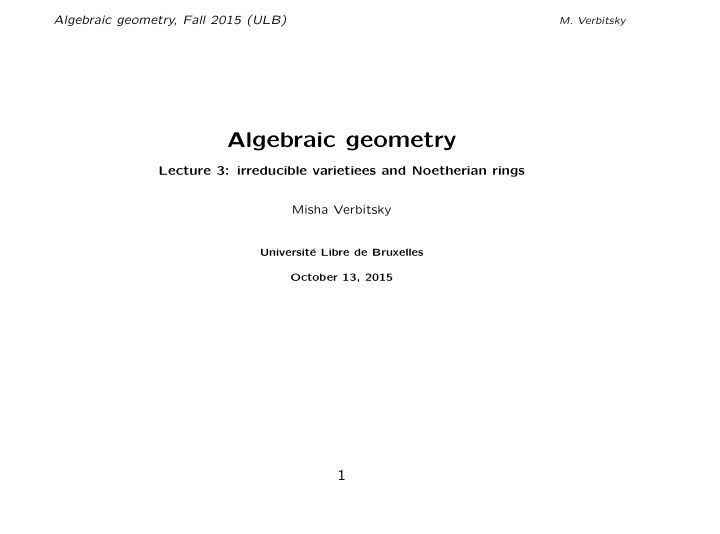 algebraic geometry