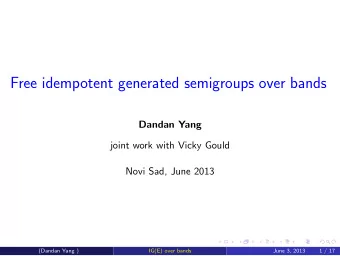 Free idempotent generated semigroups over bands  Dandan Yang  joint work with Vicky Gould  Novi