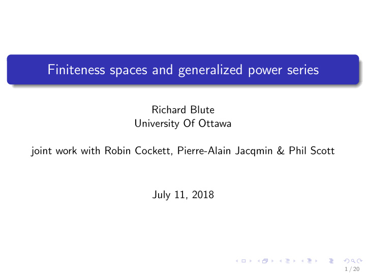 finiteness spaces and generalized power series