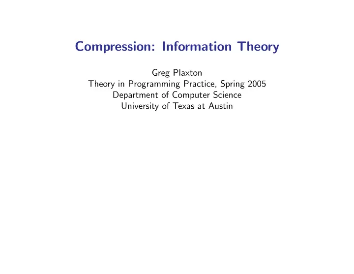 compression information theory