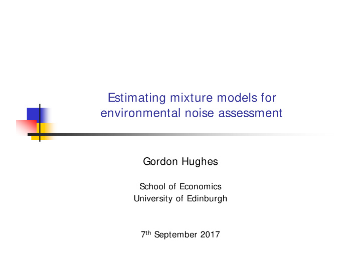 estimating mixture models for environmental noise