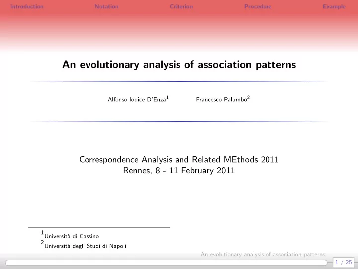 an evolutionary analysis of association patterns
