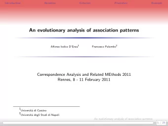 An evolutionary analysis of association patterns Alfonso Iodice DEnza 1 Francesco Palumbo 2