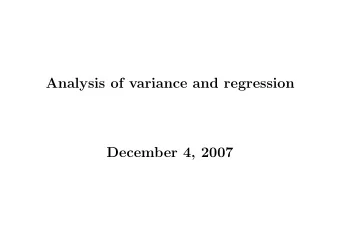 Analysis of variance and regression  December 4, 2007  Variance component models  Variance