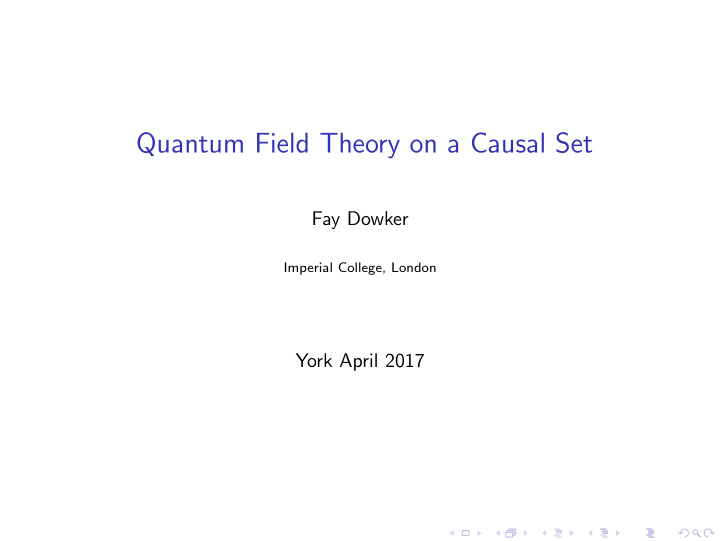 quantum field theory on a causal set