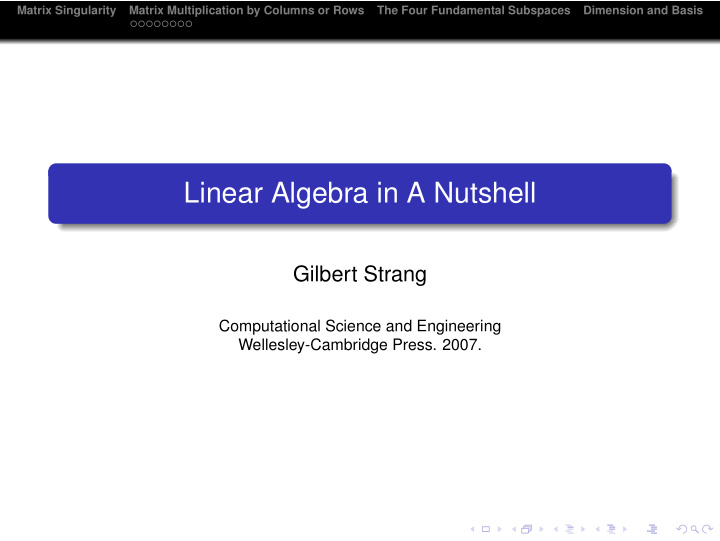 linear algebra in a nutshell