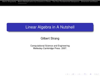 Linear Algebra in A Nutshell  Gilbert Strang  Computational Science and Engineering