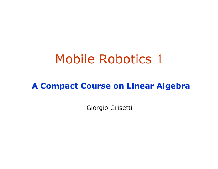 mobile robotics 1