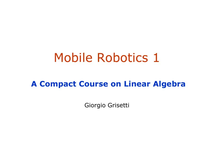 mobile robotics 1