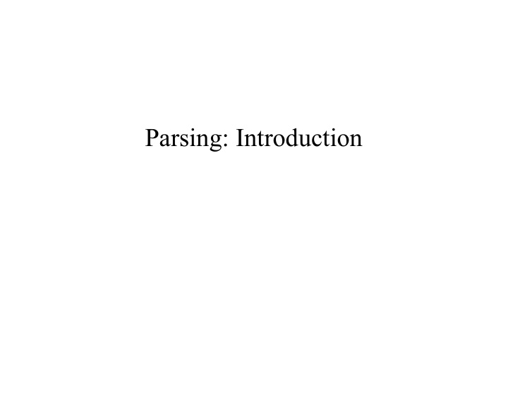 parsing introduction context free grammars
