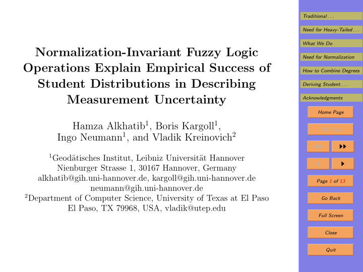 normalization invariant fuzzy logic