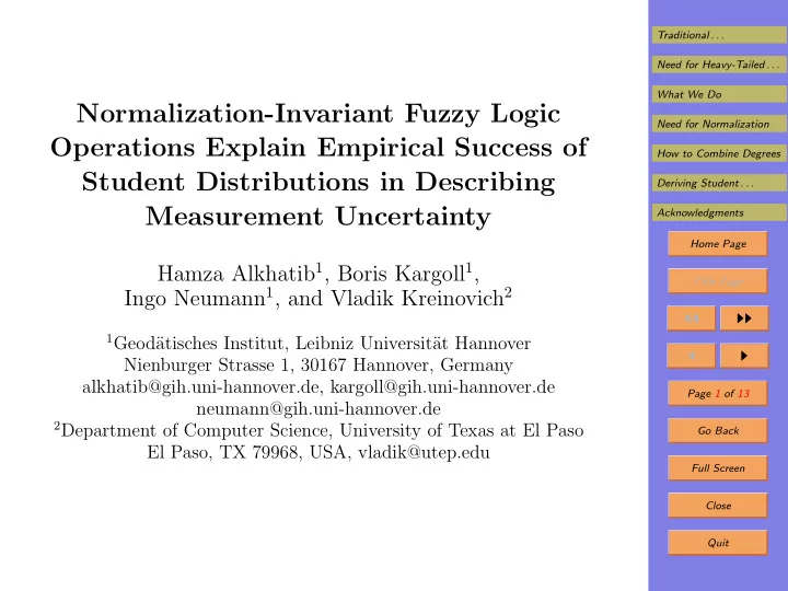 normalization invariant fuzzy logic