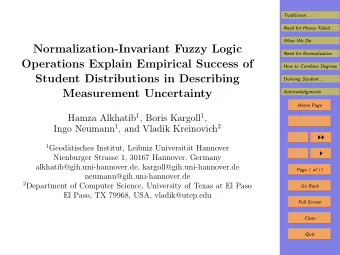 Normalization-Invariant Fuzzy Logic  Need for Normalization  Operations Explain Empirical Success