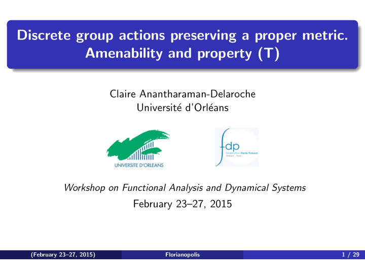 discrete group actions preserving a proper metric