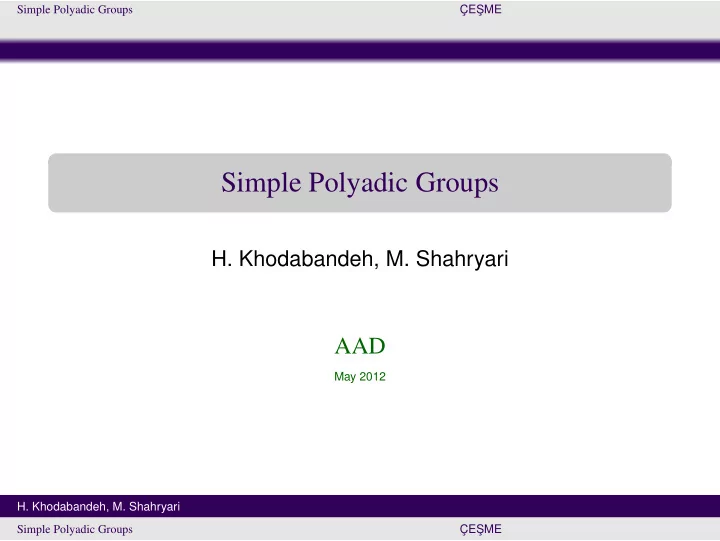 simple polyadic groups