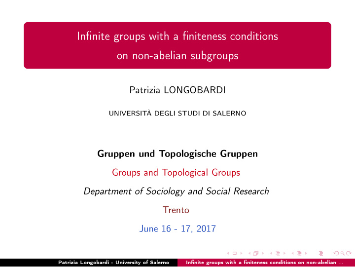 infinite groups with a finiteness conditions on non