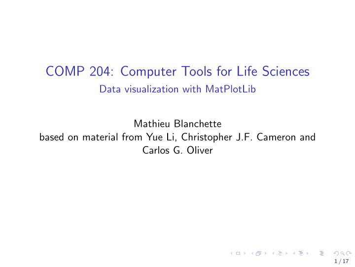 comp 204 computer tools for life sciences