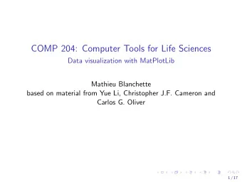 COMP 204: Computer Tools for Life Sciences  Data visualization with MatPlotLib  Mathieu Blanchette