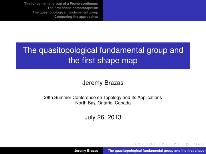 the quasitopological fundamental group and the first