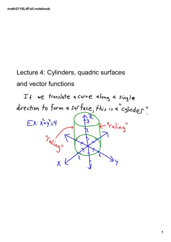 Lecture 4: Cylinders, quadric surfaces  and vector functions  1  math2110L4Full.notebook  2