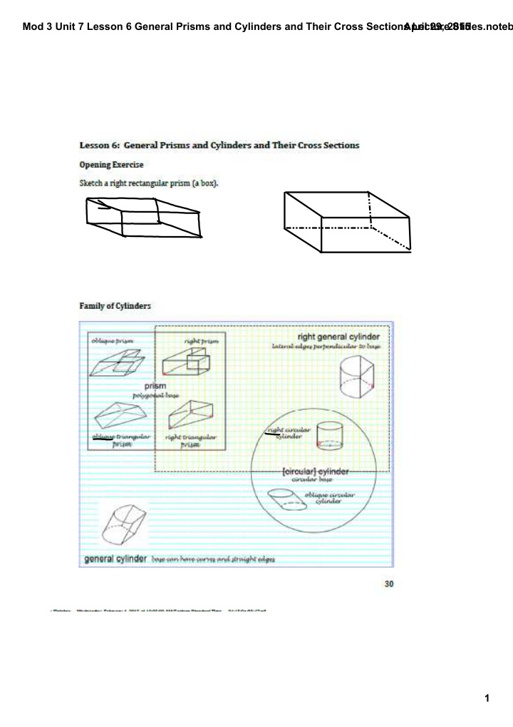 mod 3 unit 7 lesson 6 general prisms and cylinders and