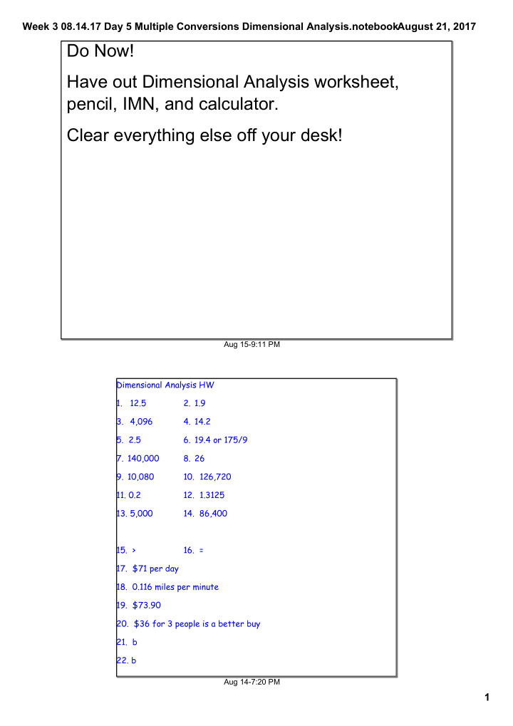 do now have out dimensional analysis worksheet pencil imn