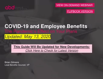 COVID-19 and Employee Benefits  The Pandemics Effect on Your Plans  Updated: May 13, 2020  This