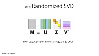 (fast) Randomized SVD  Ryan Levy, Algorithm Interest Group, Jan. 31 2019  Image: Wikipedia  Roadmap