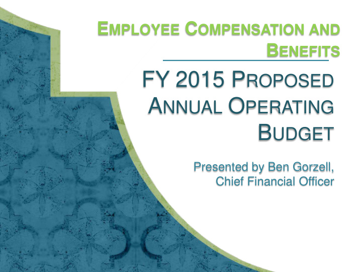 fy 2015 p roposed a nnual o perating b udget