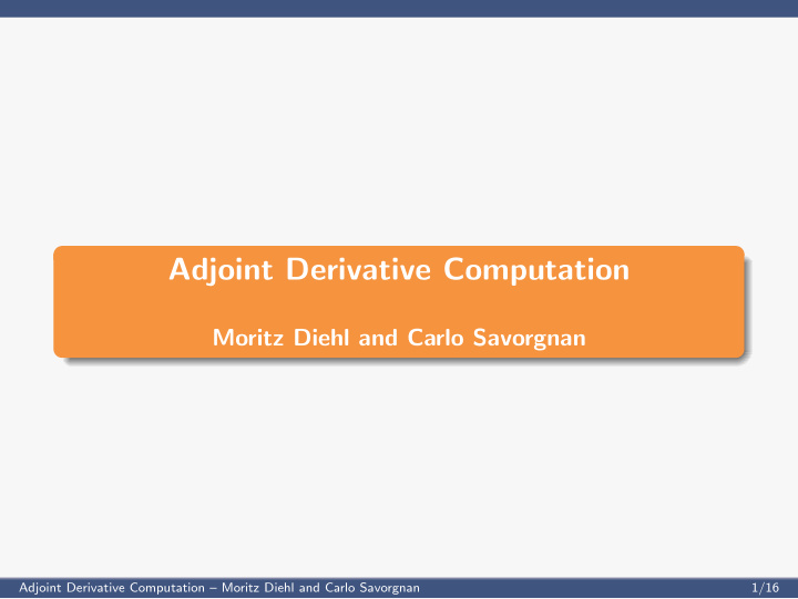 adjoint derivative computation