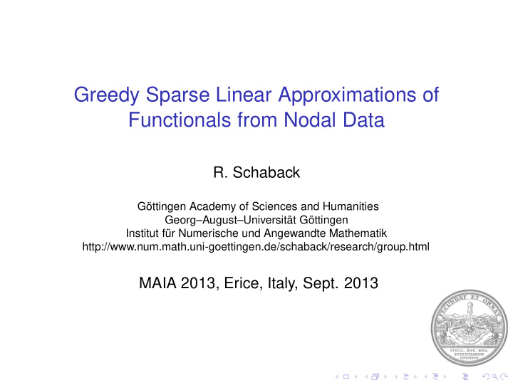 greedy sparse linear approximations of functionals from