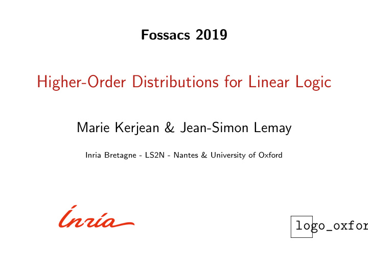 higher order distributions for linear logic