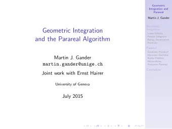 Geometric Integration  Integration  Lotka-Volterra  Poisson Integrator  and the Parareal Algorithm