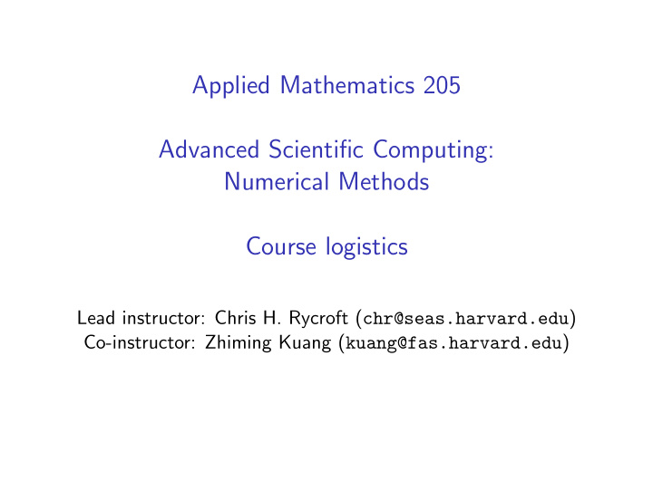 applied mathematics 205 advanced scientific computing