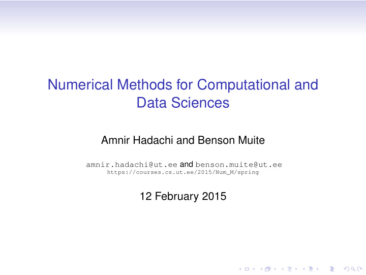 numerical methods for computational and data sciences