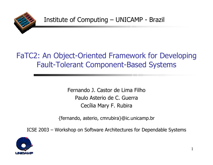 fatc2 an object oriented framework for developing fault