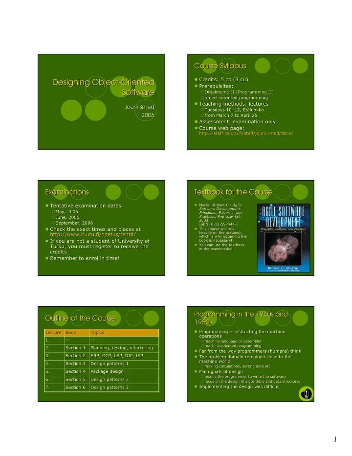 designing object designing object oriented oriented